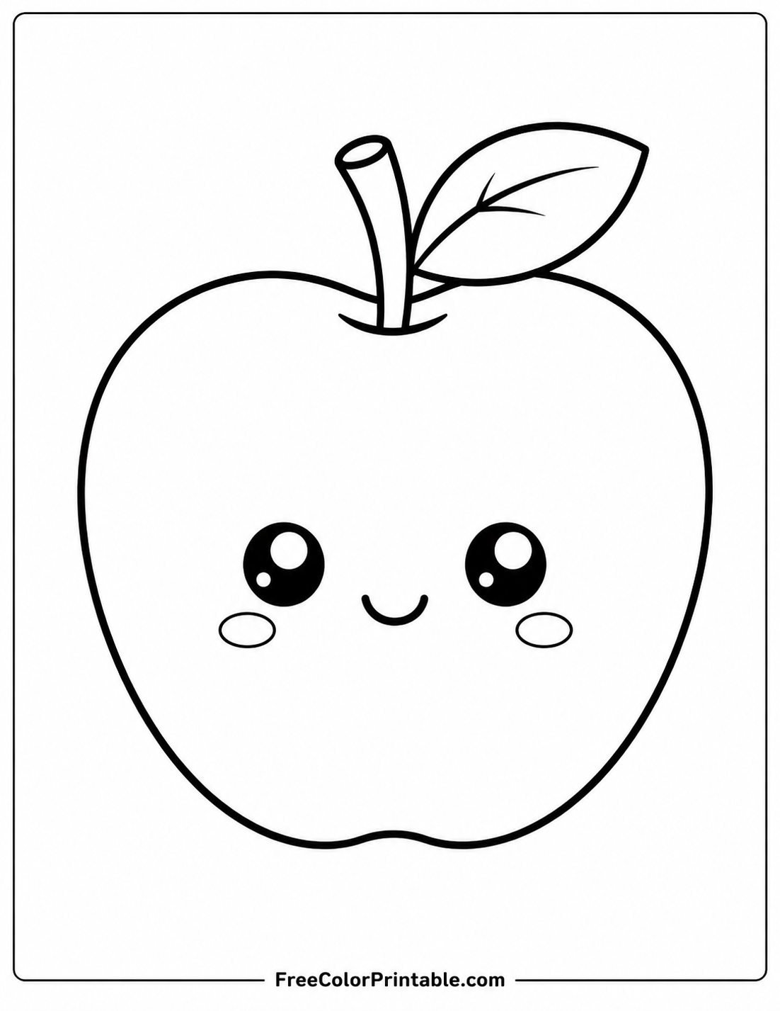 Kawaii apple coloring page design Coloring Page — Free Printable — free printable coloring page